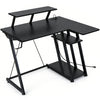 L Shaped Gaming Desk with Outlets and USB Ports-Black - Gallery View 1 of 1