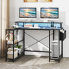 L-Shaped Gaming Desk with LED Lights and Power Outlets-Black - Gallery View 1 of 10