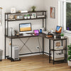 L-Shaped Reversible Gaming Desk with LED Strip and Power Outlets Hutch Monitor Stand-Gray - Gallery View 1 of 12