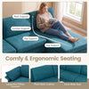 L-shaped sectional sofa in turquoise with ergonomic support, USB ports, and hidden storage for versatile lounging.