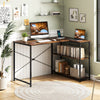 L-shaped 47 Inch Reversible Corner Desk with Adjustable Storage Shelves-Rustic Brown - Gallery View 1 of 9