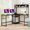 L-shaped Desk with Power Outlet Hutch-Black - Gallery View 1 of 11