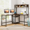 L-shaped Desk with Power Outlet Hutch-Rustic Brown - Gallery View 1 of 11