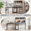 L-shaped desk with hutch in black, featuring a convertible design and ample space for working, writing, or gaming.