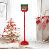 59-inch red Christmas street lamp with sound-activated snow globe lantern, featuring colorful lights and festive scenes.