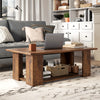 Large 36/41 Inch 2-tier Wooden Modern Coffee Table with Storage Shelf-Coffee - Gallery View 1 of 10