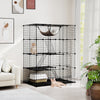 Large black 4-tier cat cage with skylight and hammock, designed for 1-4 cats to climb, play, and relax comfortably.