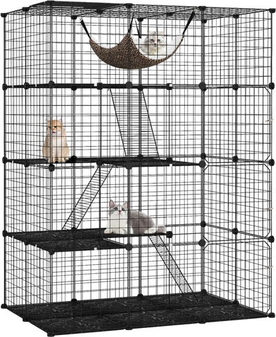 Costway 4-Tier Large Cat Cage w/ Skylight Hammock for 1-4 Cats 70334743 New