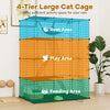 Large 4-tier cat cage in black features a skylight, hammock, and multiple areas for play, rest, and feeding.