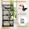 Large 4-tier black cat cage features a hammock and skylight, ideal for 1-4 cats to climb, play, and relax safely.