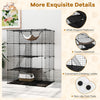 Large 4-tier black cat cage features a skylight, hammock, climbing ladder, and spacious platforms for playful pets.