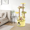 Large avocado cat tree with cozy private condo, soft faux fur, and two avocado-shaped lounging platforms for playful.