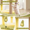 Large avocado cat tree featuring premium jute scratching posts, plush platforms, and interactive toys for playful.