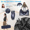 Large dark grey baby playpen with zipper gate, foldable design, and carry bag for easy travel and storage.