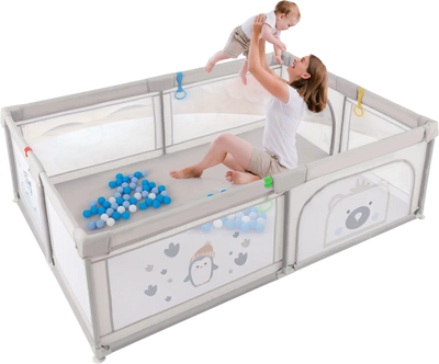 Costway Large Baby Playpen w/ Pull Rings & Ocean Balls Penguin 32159748 New