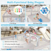 Large baby playpen featuring 4 pull rings, 50 ocean balls, and a cute penguin pattern for safe, fun playtime.
