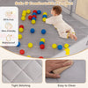 Large gray baby play mat with colorful ocean balls, waterproof and BPA-free, perfect for safe playtime activities.