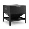 Large capacity black chicken feeding box with openable lid, galvanized metal for outdoor use, ideal for various poultry.