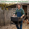 Large capacity black chicken feeding box with openable lid and side handles for easy movement and convenient feeding.