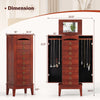 Large capacity jewelry storage cabinet with 9 drawers, flip top mirror, and necklace hooks for organized jewelry.