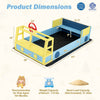 Large car-theme sandbox with fir wood frame, blue design, and storage space for toys, perfect for kids' imaginative.