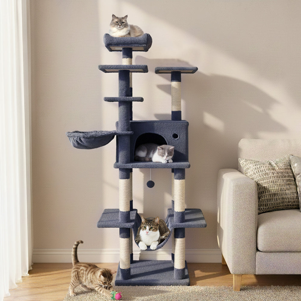Large Cat Tree for Indoor Cats 63" Tall Cat Tower-Dark Gray - Gallery View 1 of 10