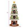 Large Christmas cat tree with 4 condos, green design, 61 inches tall, ideal for indoor cats and multi-cat households.