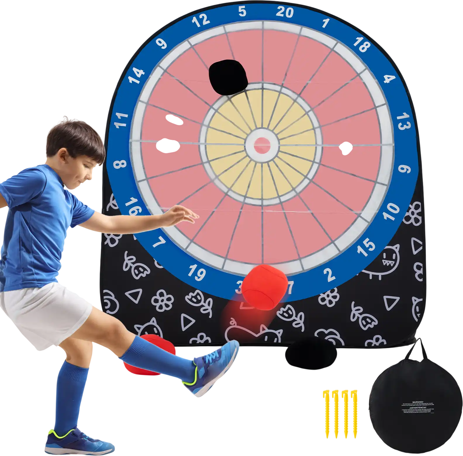 Costway Large Kids Dart Board w/ 4 Kick Balls Cornhole Set 64312875 New