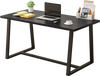 Large black dining table with heavy-duty metal frame, ideal for 4-6 people, suitable for dining or office use.