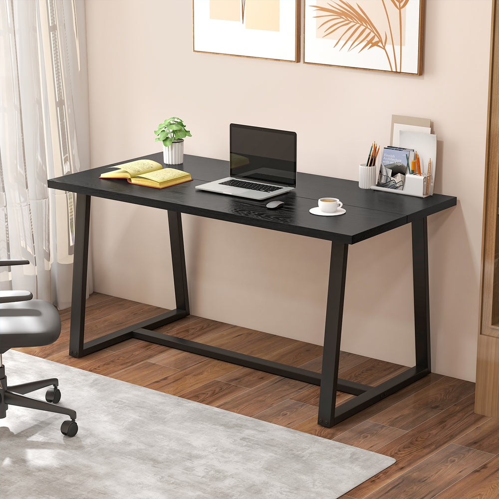 Large Dining Table with Heavy-duty Metal Frame and Anti-slip Foot Pads-Black - Gallery View 1 of 10