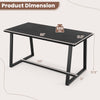 Large black dining table with heavy-duty metal frame, dimensions 63"x31.5", suitable for 4-6 people.