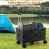 Large Foldable Utility Cart with 2-Tier Storage Crates and Telescoping Handle-Black - Gallery View 1 of 10