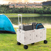 Large Foldable Utility Cart with 2-Tier Storage Crates and Telescoping Handle-White - Gallery View 1 of 10