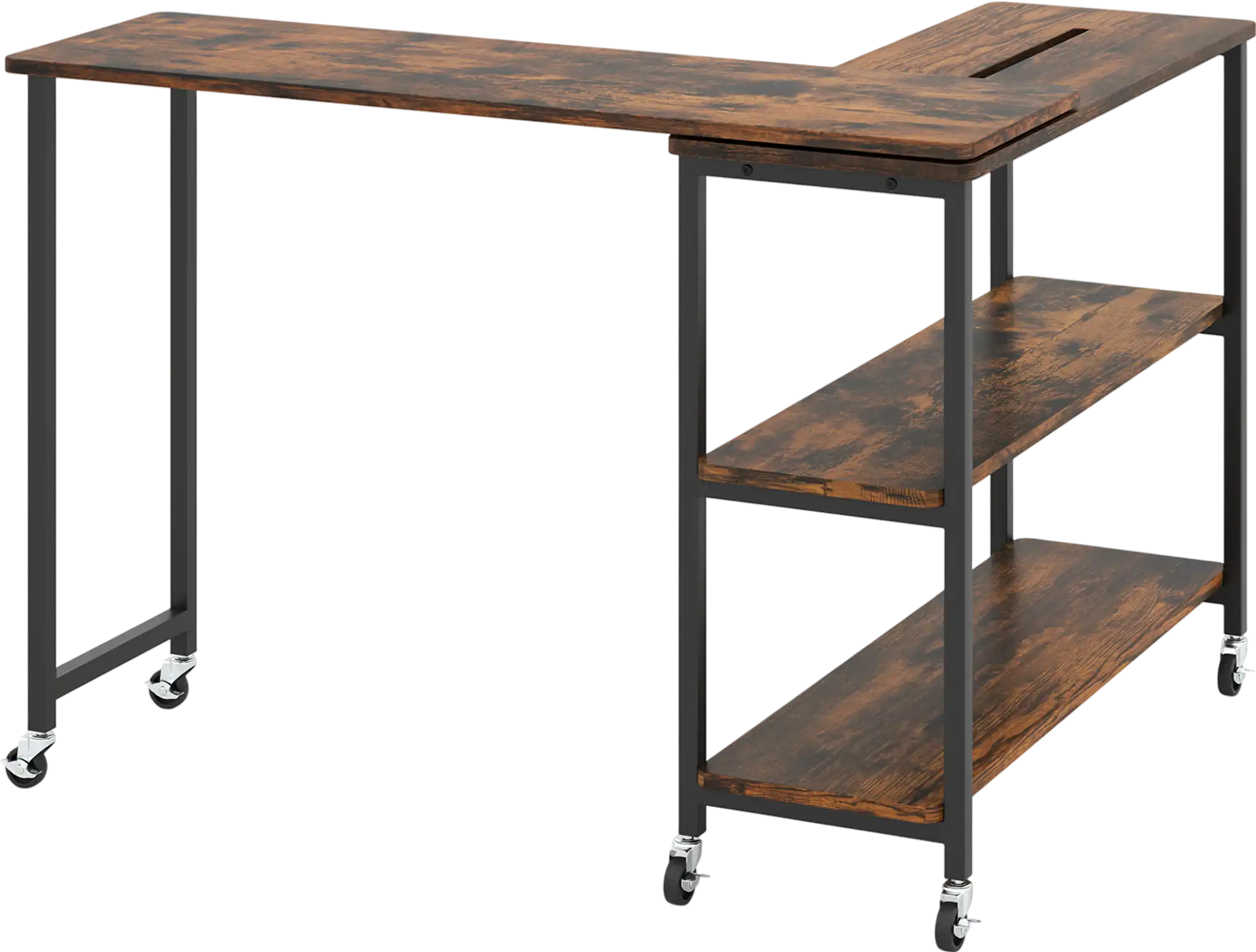 Costway Rotating Sofa Side Table w/ Wheels & Storage Shelf 28160359 New