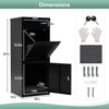 Large black galvanized package delivery box with anti-theft design, featuring mail slot and secure pickup compartment.