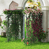 Large black garden arch trellis with climbing plants, ideal for outdoor grape vine support and enhancing garden.