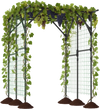 Large garden arch trellis in black for climbing plants, featuring a sturdy metal frame and ample space for healthy.