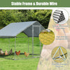 Large metal chicken coop with waterproof cover, featuring a stable frame and durable wire for pet safety and weather.