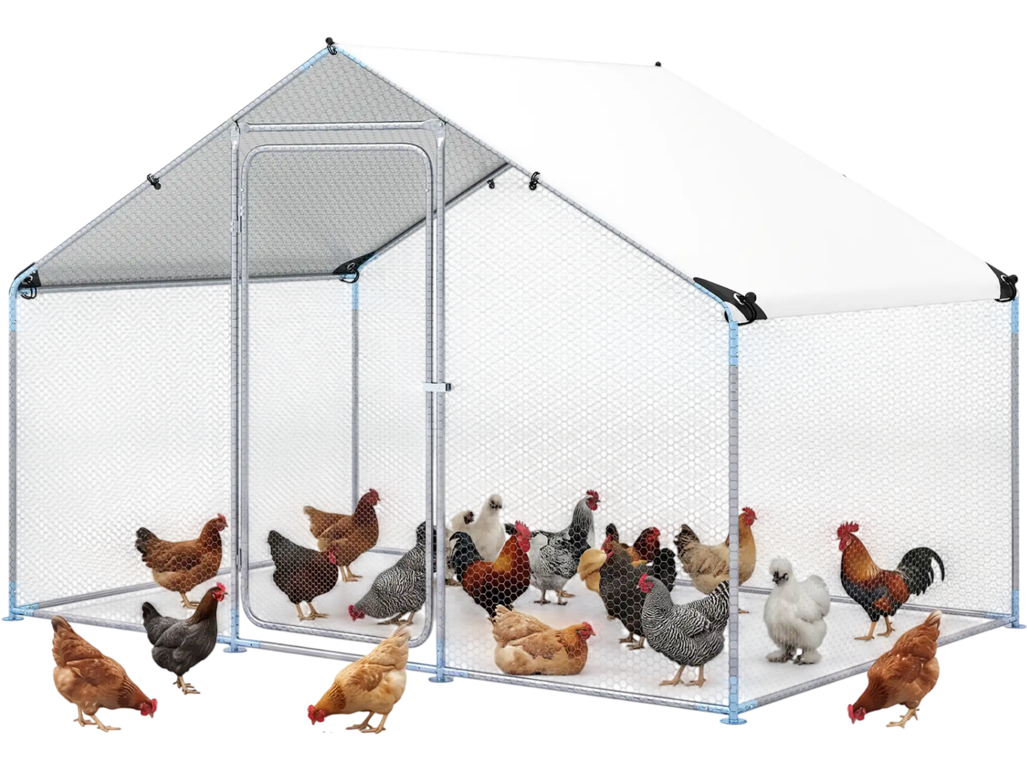 Costway 9.8' x 6.7' Large Metal Chicken Coop with Waterproof Cover 12922784 New