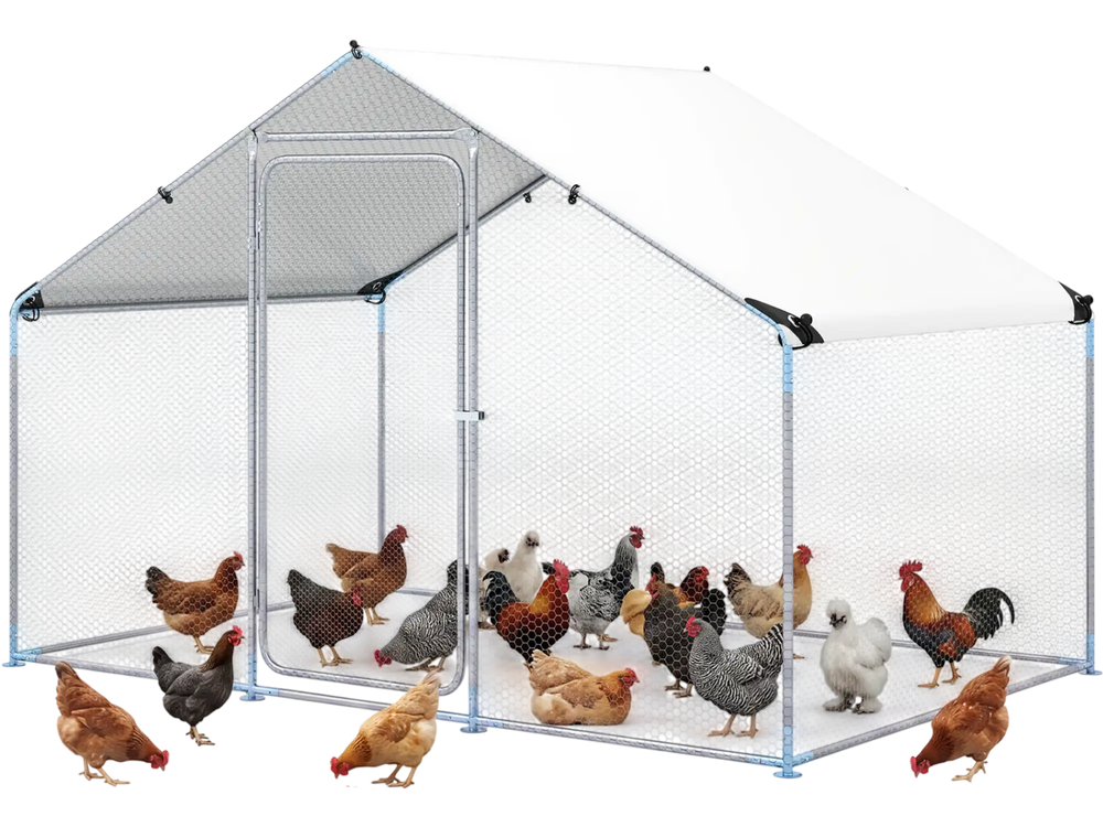 9.8 x 6.7  Feet Large Metal Chicken Coop with Waterproof Cover