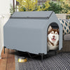Elevated pet house featuring a durable, waterproof canopy and roll-up windows, ideal for providing comfort outdoors.
