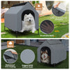 Elevated outdoor pet house with waterproof 600D oxford fabric and roll-up mesh windows for ventilation and comfort.
