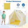 Large beige kids play tent with star lights and colorful flags, includes padded mat, perfect for indoor fun and play.