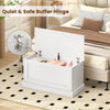 Large off-white storage chest with safety metal hinge, ideal for organizing clothes and maintaining a clutter-free.