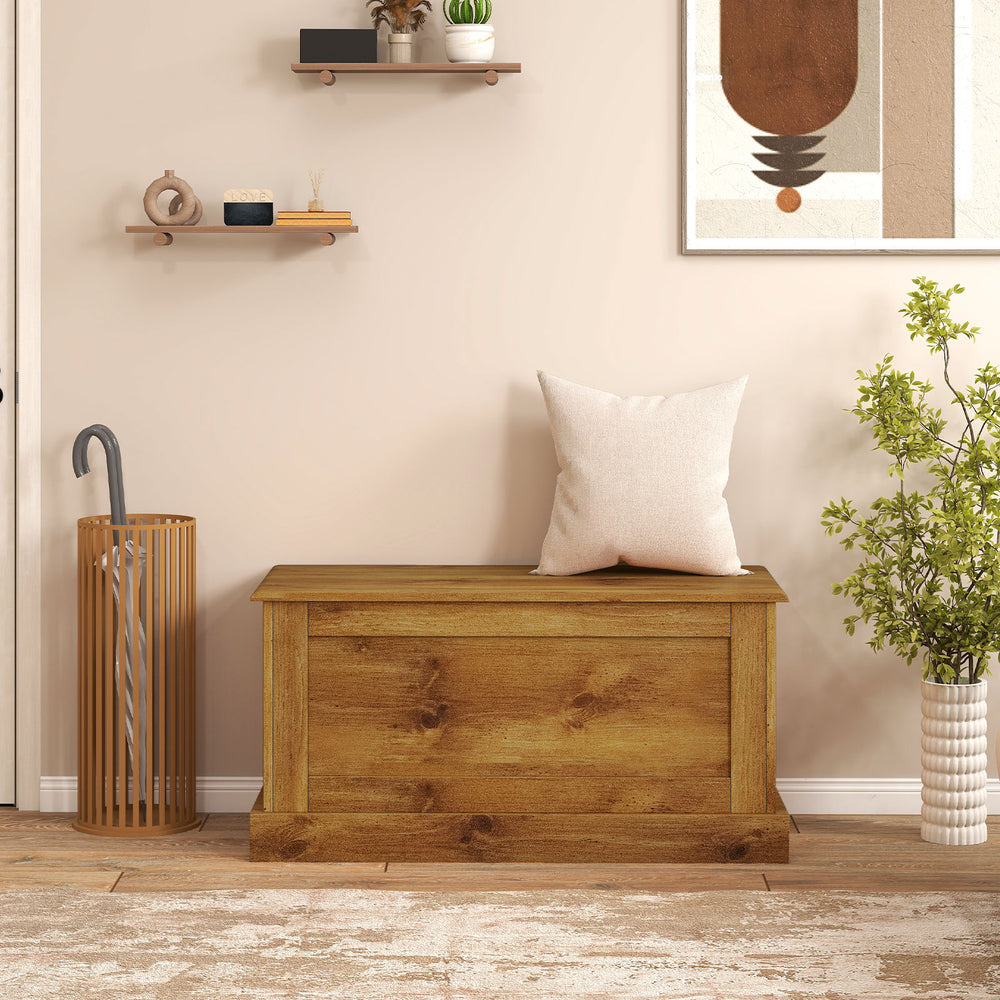 Large Storage Chest with Safety Metal Hinge-Oak - Gallery View 1 of 10