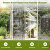 Large walk-in greenhouse with polycarbonate panels, rain gutters, and aluminum bars for year-round plant protection.