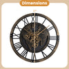 Large 27" gear wall clock with world map design in brown, featuring a robust metal frame and non-ticking quartz.