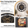 Large 27" gear wall clock with world map design, non-ticking quartz movement, and robust metal frame for easy time.