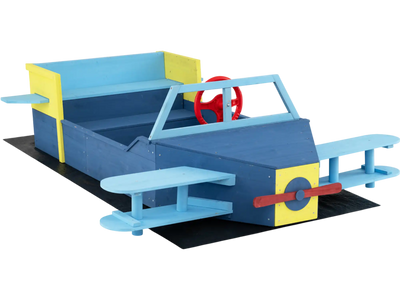 Costway Large Wooden Kids Sandbox Bench Seat Bottom Liner 93098409 New