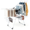 Height adjustable 2-level laundry drying rack with clothes hanging, sock clips, and sturdy metal construction for.